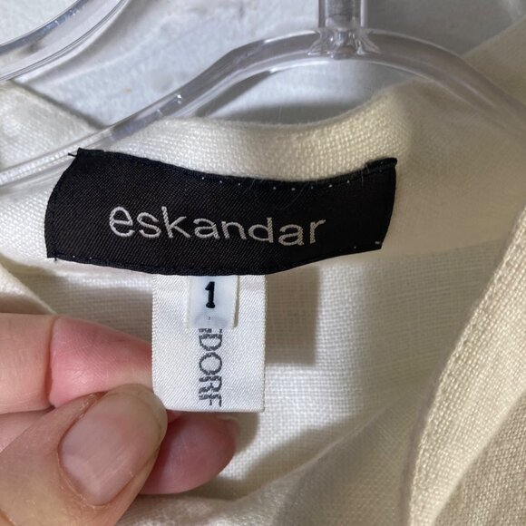 Womens Eskandar Bergdorf Goodman Lagenlook Boxy Linen Jacket White Esk‎ size1 US - Picture 8 of 15